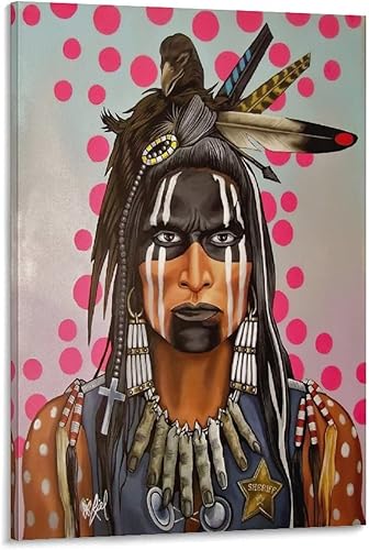 Pósteres vintage de pintura al óleo estética de la habitación indio nativo americano gimnasio dormitorio sala de estar bar oficina comedor