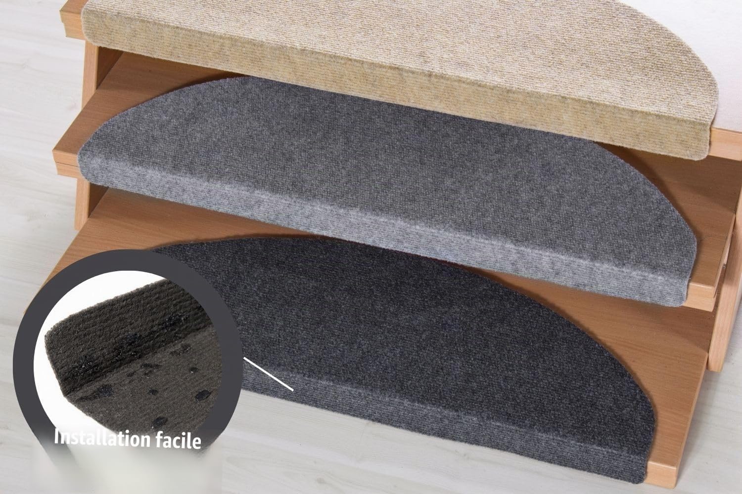 andiamo 290337 Lot de 15 Tapis d'escalier Autocollants et faciles d'entretien Anthracite