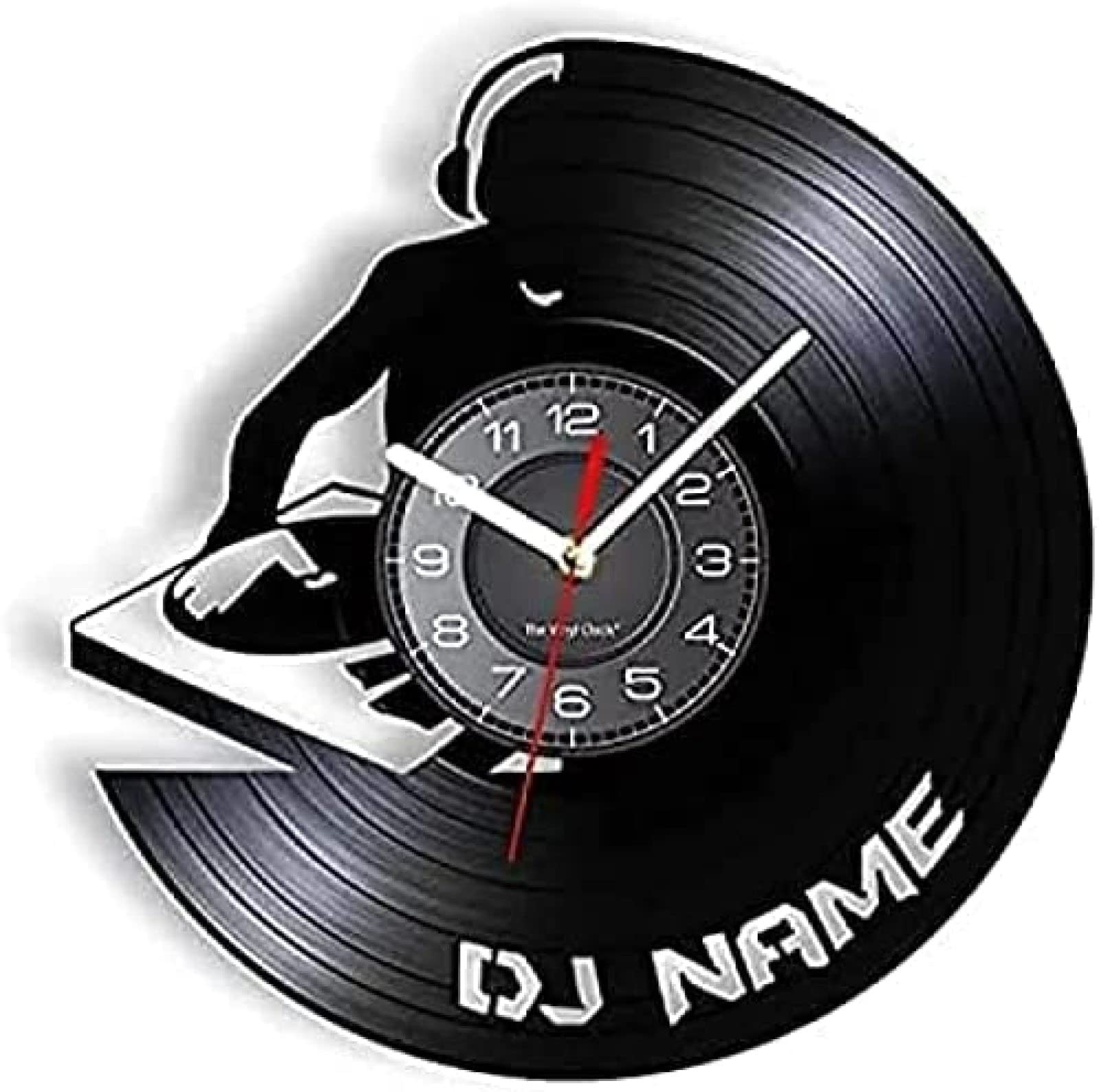 Horloge murale DJ de 12 pouces personnalisable style rock n roll pour deco maison