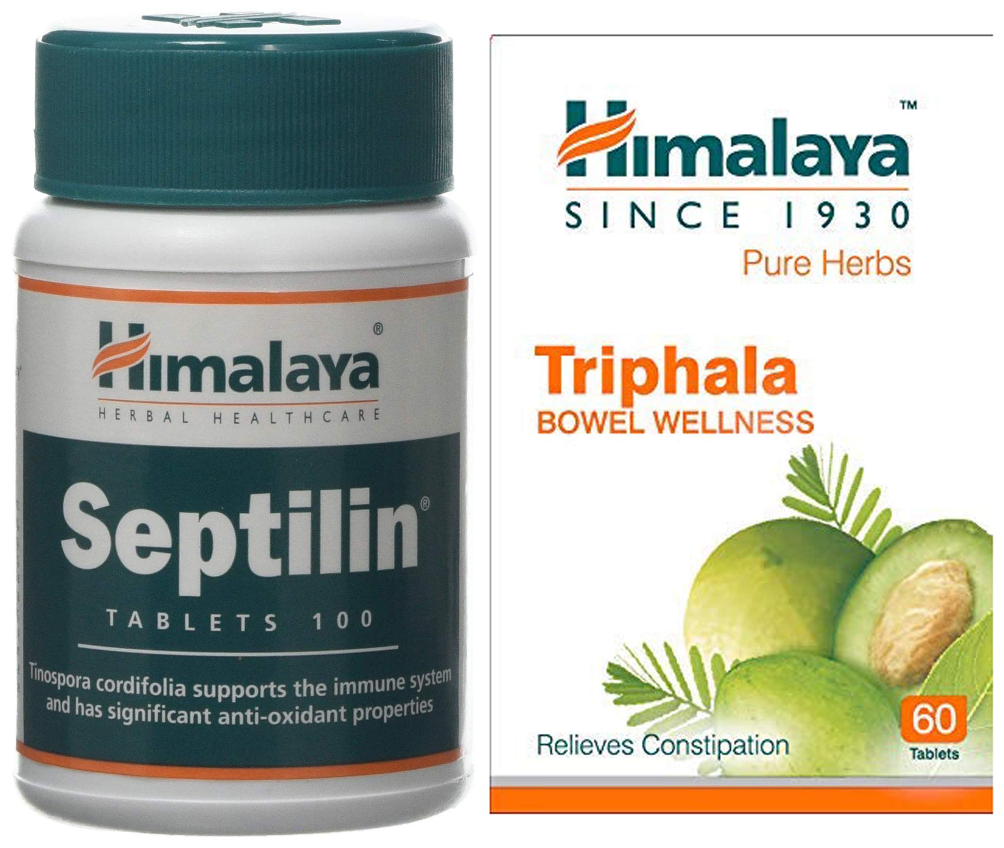 Himalaya Septilin Tablets - 60 Tablets & Himalaya Wellness Since 1930 Pure Herbs Triphala Bowel Wellness - 60 Tablets