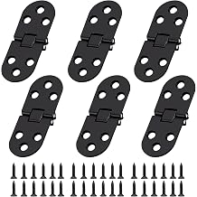 6 Pcs Black Heavy Duty Folding Flip Top Hinge with 36 Pcs Mounting Screws, Zinc Alloy Butler Tray Hinge for Folding Tables, Sewing Machine Table, Furniture Accessories Black