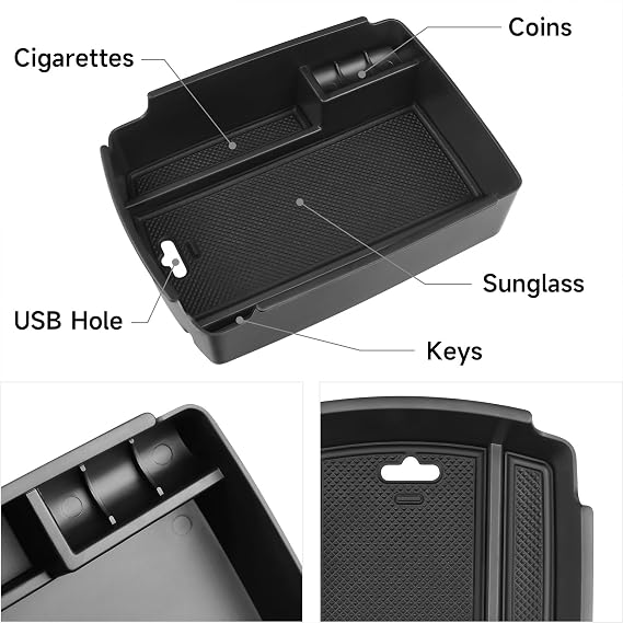 Center Console Organizer Compatible with Kia Sportage & KX5 2022 2021 2020 2019 2018 2017 Accessories Black ABS Plastic Material Armrest Secondary Storage Box