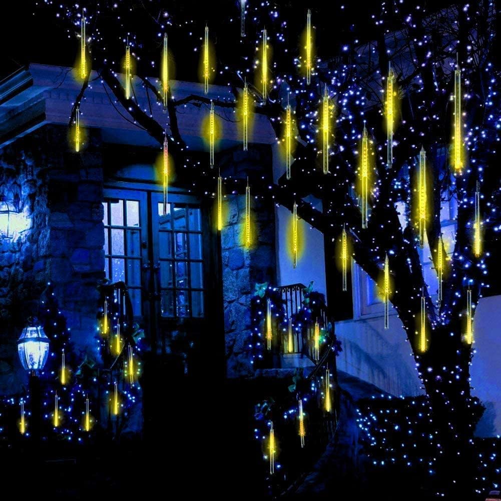 ソーラーメテオストリングライト屋外、30cm8チューブ144LEDソーラーフォーリングライトメテオシャワーライトレインドロップライト