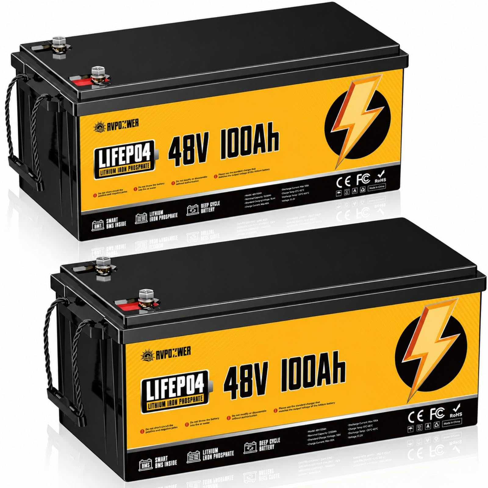 48V 200Ah LiFePO4 Batterie, 10.24kWh Solarspeicher System(2er Set)