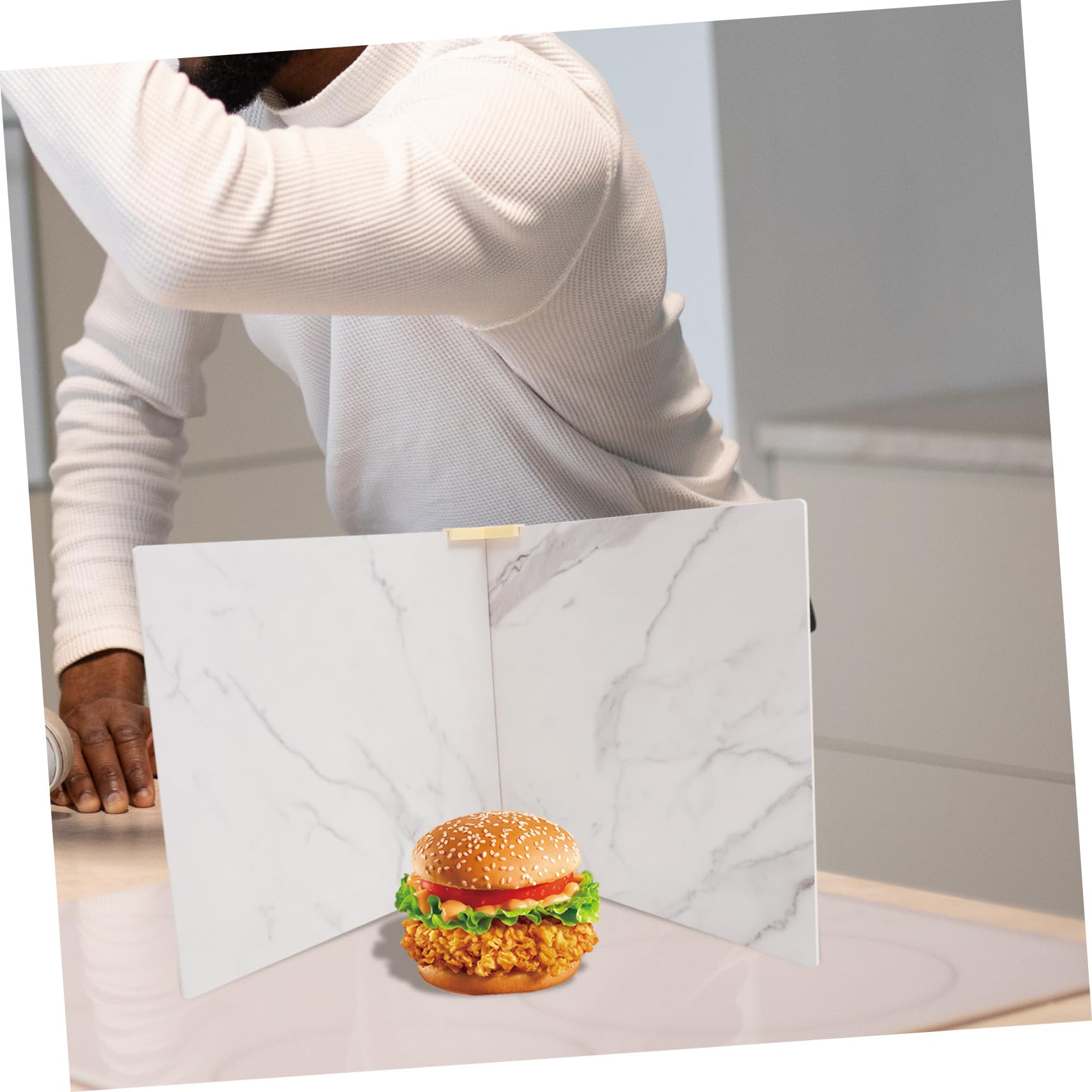 DOITOOL Fondo De Fotografía 40x40cm 2 Tableros Reutilizables Fondo De Mármol Adecuado para Alimentos Cosméticos Fácil De Almacenar