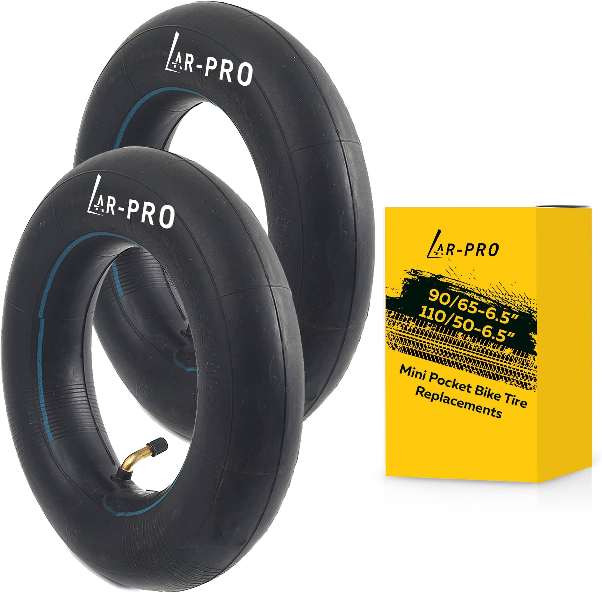 (2-Pack) Replacement Front or Rear Inner Tubes for 90/65-6.5” and 110/50-6.5” Mini Pocket Bike Tires - Fits Most 38cc, 47cc, and 49cc Mini Pocket Bikes - Compatible with MTA1/MTA2, GP-RSR, and More