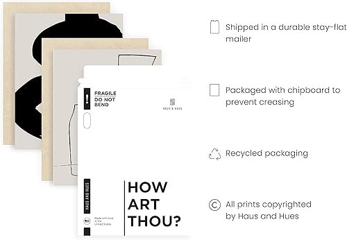 Miniatura 3 de HAUS AND HUES Arte abstracto negro para pared, juego de 6 impresiones artísticas modernas de líneas negras y grises, arte abstracto geométrico