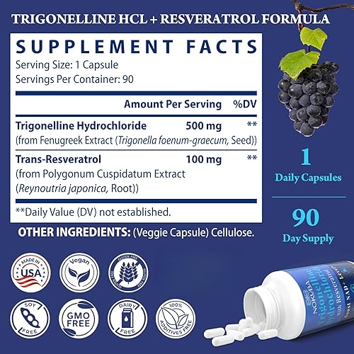 Miniatura 7 de Alternativa de fuerza NMNH con trigonelina HCL 500mg y resveratrol 100mg  Suplemento NAD para mujeres y hombres  Extracción de plantas NAD+