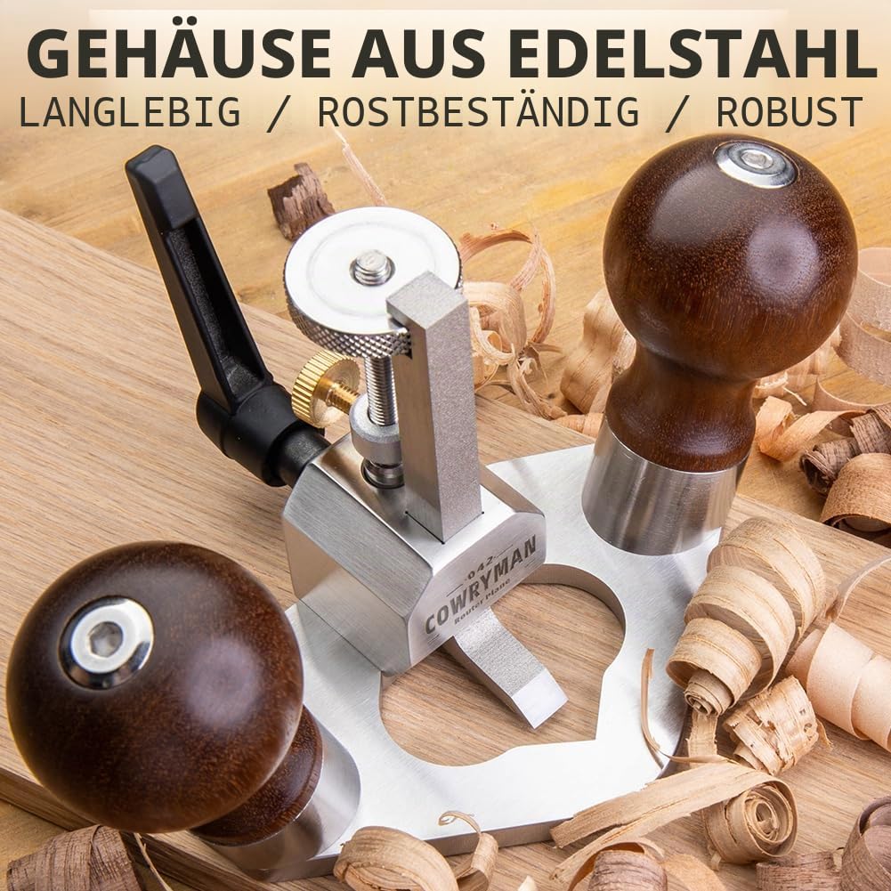 042 Grundhobel mit L-förmigem 8-mm-HSS | Einteiliges L-förmiges HSS-Eisen, Anschlagring, 25 mm Arbeitstiefe, für Ecken, Kanten und Scharnieraussparungen