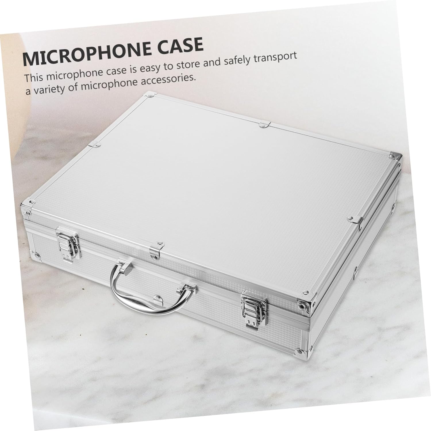 Toyvian Portable Microphone Carrying Case with Handle Slot Storage for Mics and Accessories for Travel Karaoke and Events Convenient Organizer for Cables and More