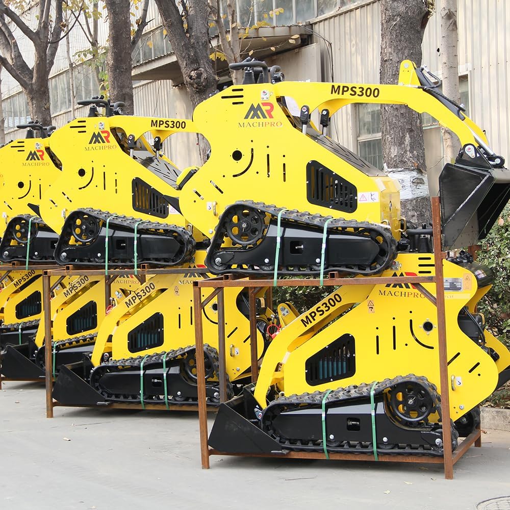 14HP Standing-on Mini Skid Steer Loader with Rato Engine,Crawler Trenching Bucket EPA Gasoline Engine - Mini Skid Steer Attachments with 12 Months Parts Replacement LimitedTime Offer (YELLOW)