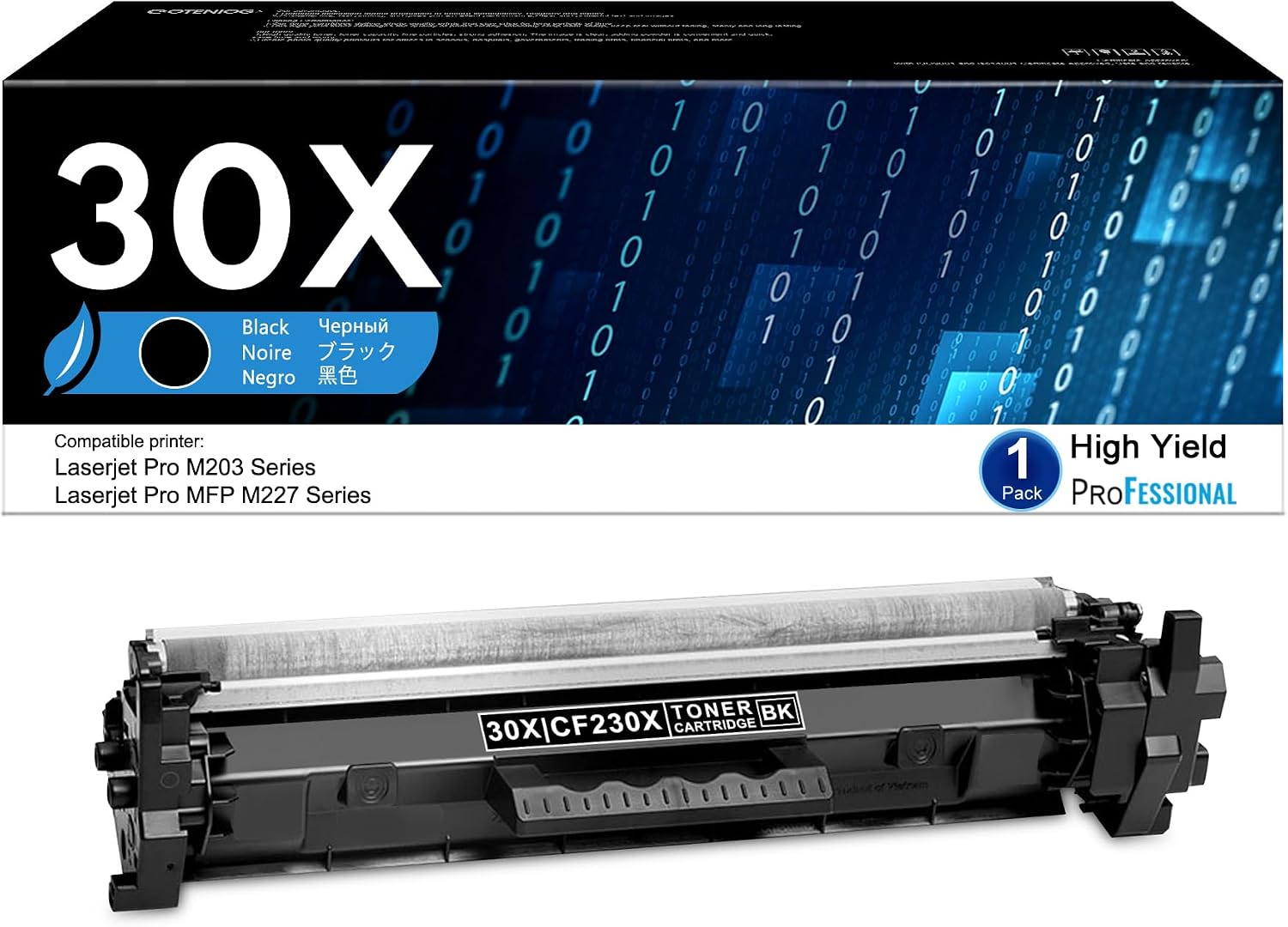 30X High Yield Black Toner Cartridge CF230X, Remanufactured Compatible Toner Cartridge Replacement for HP 30X 30A CF230X CF230A for Laser Pro MFP M203dw M227fdw M227fdn M203d M227 M203, 1 Black