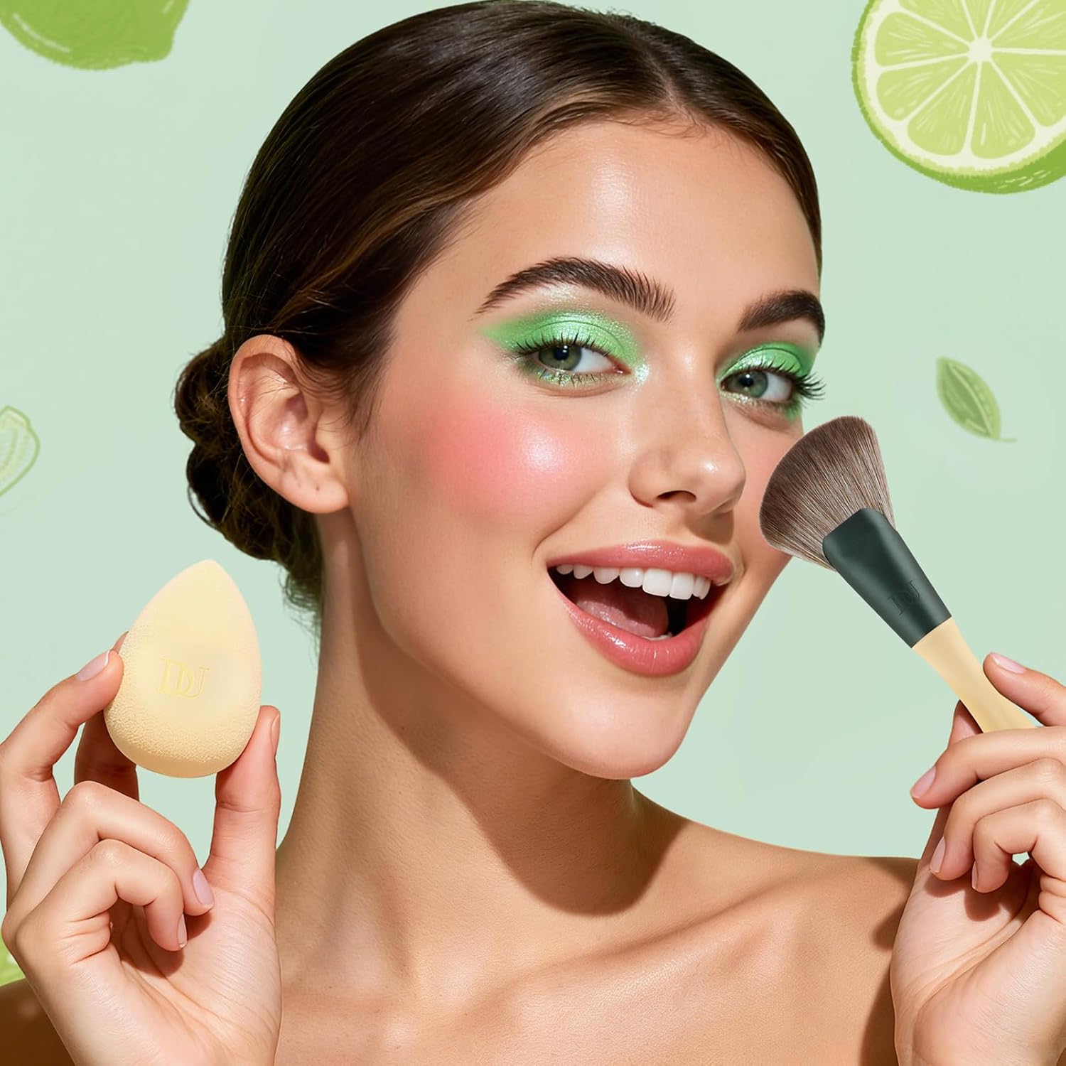 DUcare Makeup Gift Set 18PCS,with 14pcs Makeup Brush Set 3Pcs Makeup Sponges 1PC Cosmetic Bag for Foundation Blending Powder Blush Concealers Eye Shadows - Image 8