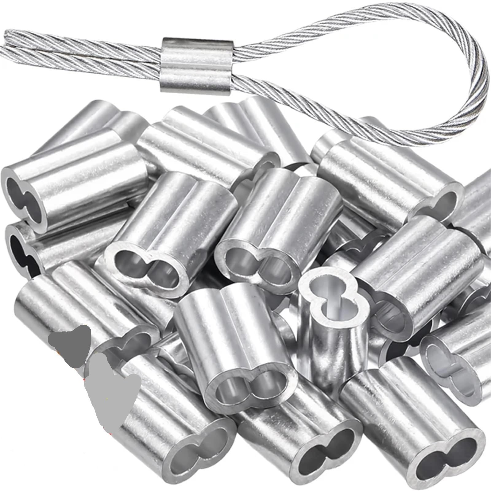 200-10 pezzi anello a crimpare for cavo doppio foro fibbia in alluminio a forma di 8 fascette for filo di acciaio accessori hardware fissi Per Cavo, Funi(M4x200PCS)