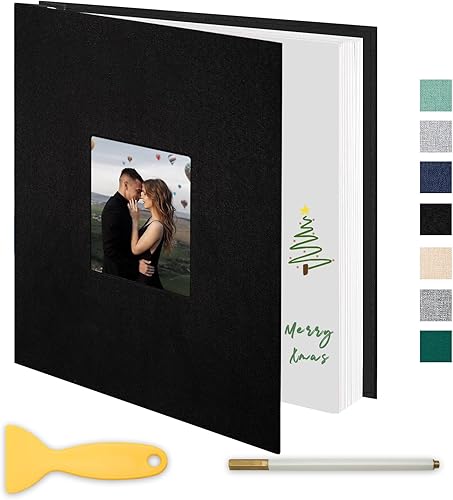 Álbum de fotos autoadhesivo para álbumes de recortes de lino con capacidad para fotos de 2 x 3, 4 x 6, 5 x 7, 8 x 10 pulgadas, para bodas, bebés,