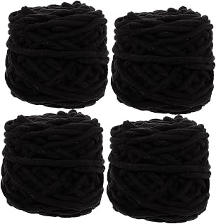 TEHAUX Paquete De 4 Hilos Para Tejer A Crochet Hilo De Lana Grueso Para Tejer A Crochet Color Negro