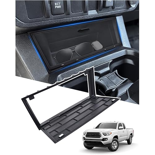 Center Console Hidden Storage Cover for 2016-2023 Toyota Tacoma Accessories, for Wireless Charging & Non Charging Models- Center Console Privacy Cover Protector Anti-Dust Organizer