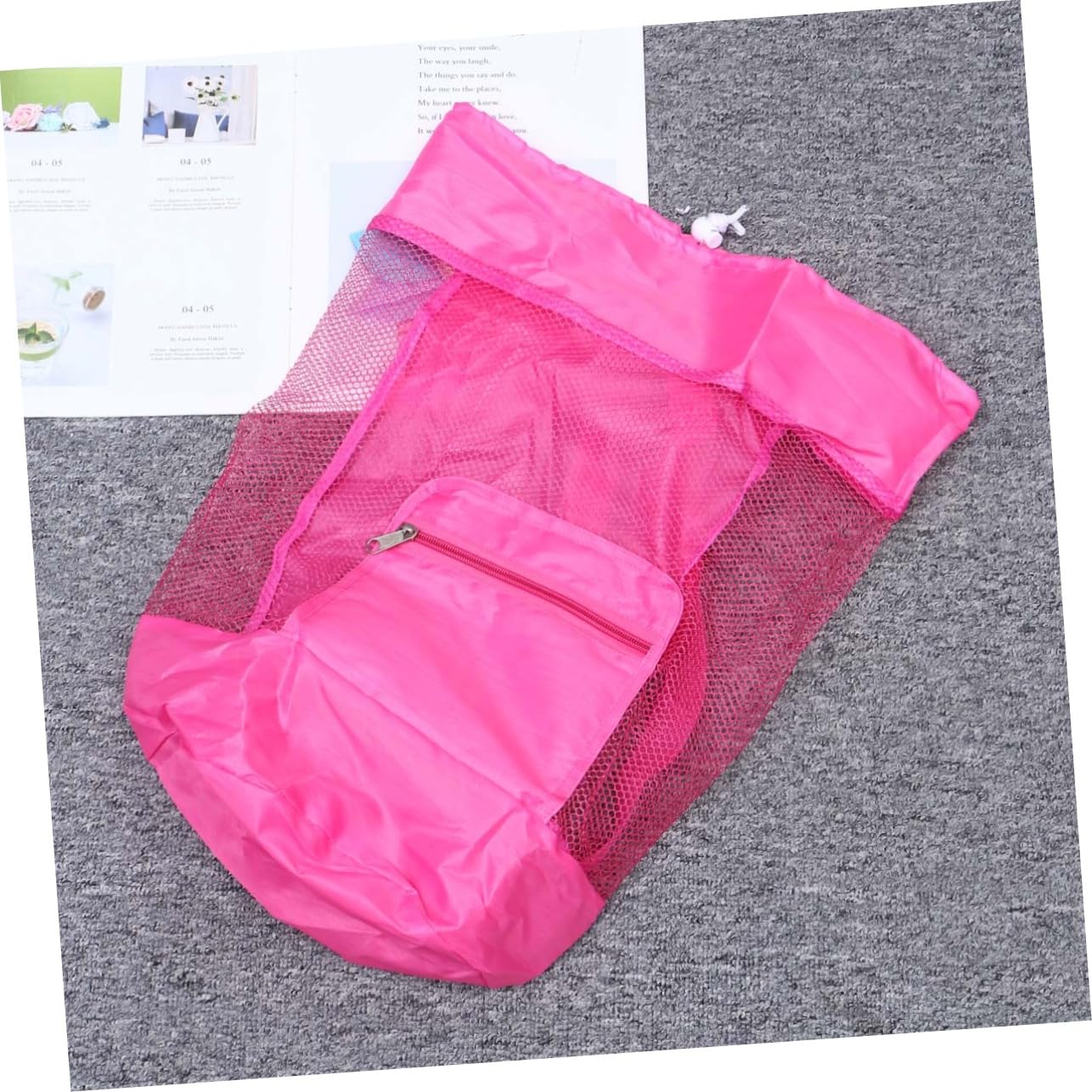 Veemoon Portable Children's Beach Bag Big Beach Bag Net Modern Shell Storage Compact and Lightweight