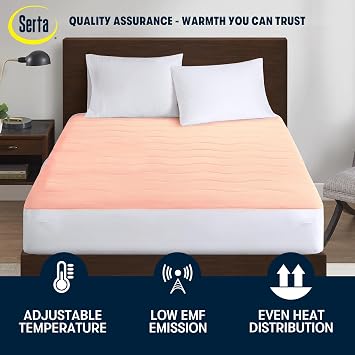 Serta Heated Mattress Pad Deep Pocket & Machine Washable Twin