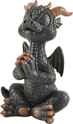 Miniatura 8 de JFSM INC. Dragón feliz negro orando meditación Zen Yoga Figurita Fantasía Decoración Coleccionable
