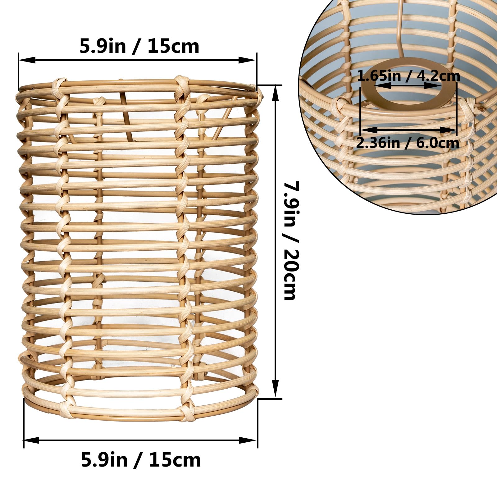 Abażur nowoczesny styl boho, cylindryczny do zdejmowanej lampy stojącej, lampa wisząca i lampa ścienna, klosz lampy stołowej (beżowy, 2 szt.: średnica 14 cm, wysokość 20 cm)
