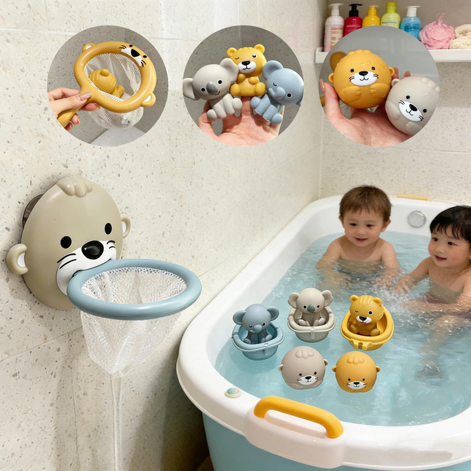 Giocattolo Da Bagno a Forma di Lontra, Set di Gioco Educativo, Giocattolo per La Doccia, Giocattolo Galleggiante per Bambini, Regalo Ideale per Natale