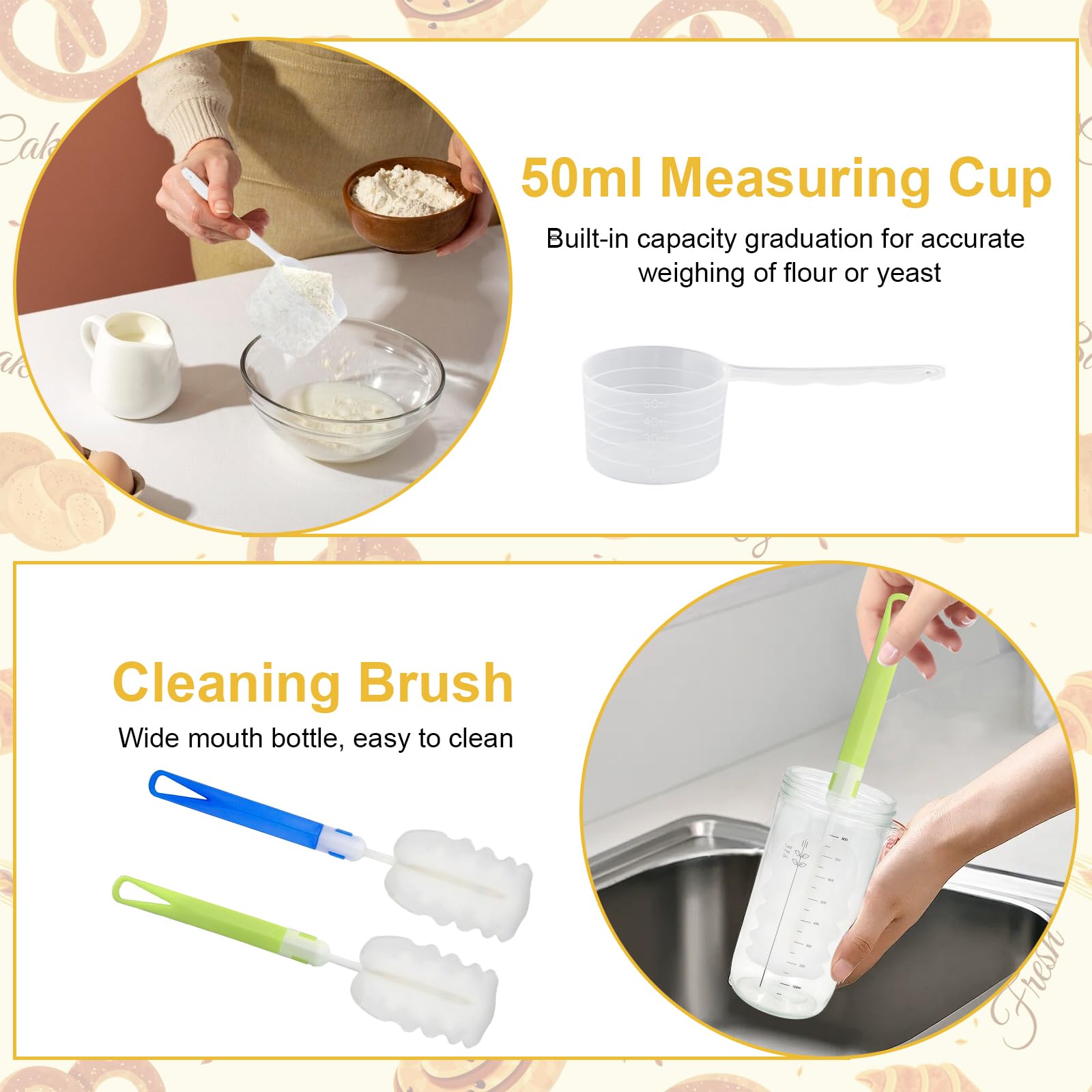 xyuayamz Kit de Démarrage au Levain 730ml Kit pour Faire du Pain avec Spatule... 721295682527