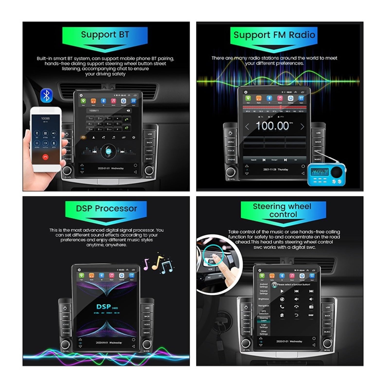 Radio Samochodowe Multimedialny Odtwarzacz Wideo Nawigacja GPS Przejrzysty I Responsywny(TS100 1G 16G)