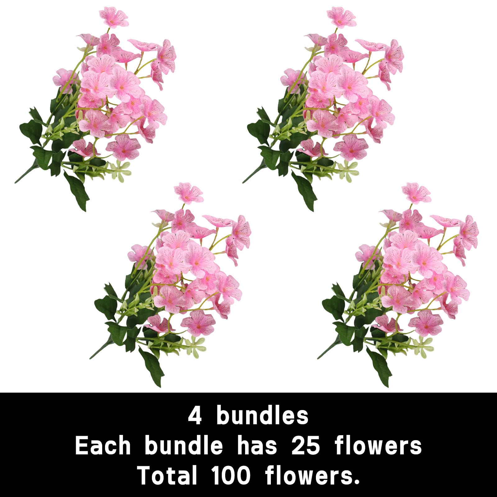 astylishome Pink Artificial Flower 100 Bundles Violets Fake Faux Greenery for Flowers Arrangement Plants for Outdoor Indoor Front Door Home Garden Window Wall Decor 0420 - Image 2