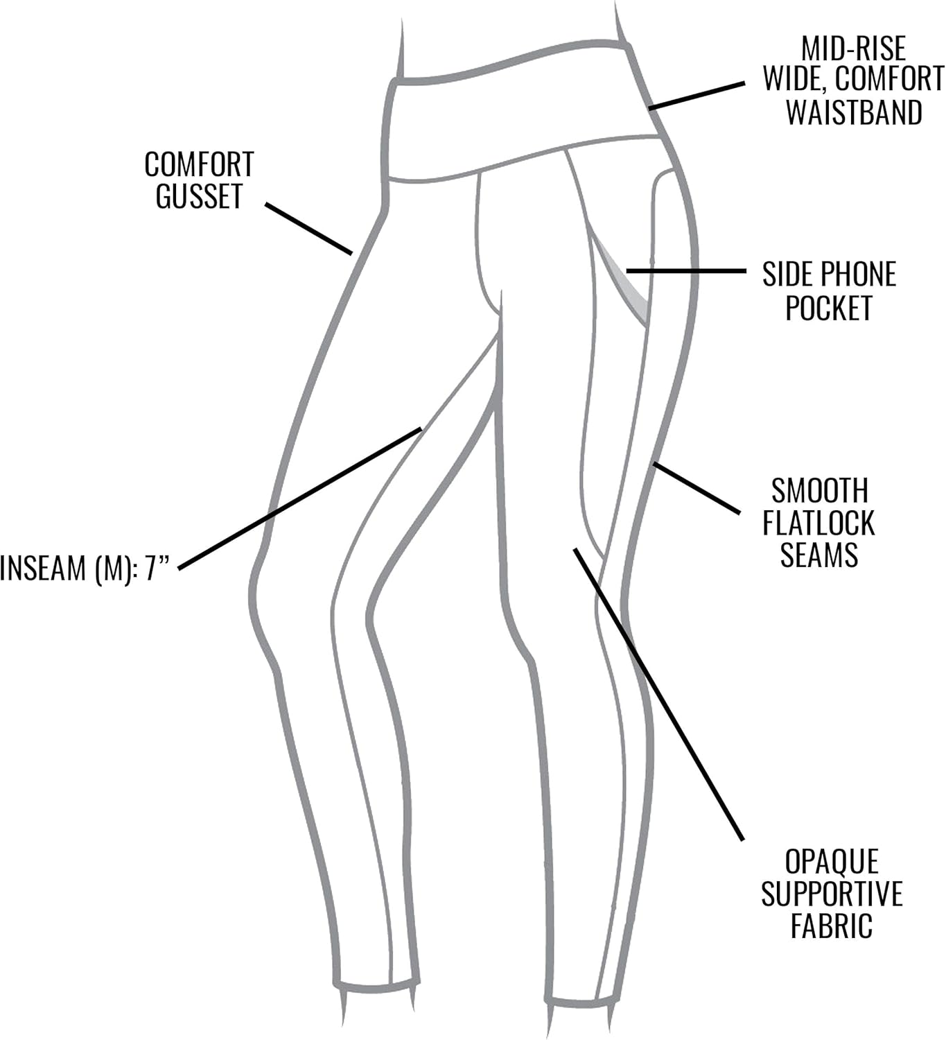 Maggie's Organic Black Out Mid Calf Leggings - Snug Fit Athletic Leggings with Pockets - Image 4