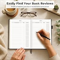Vista 6 de JXSELECT Diario de Lectura Elegante - Registro de 60 Reseñas de Libros con Portaplumas y Bolsillo Trasero - Rastrea tu Progreso de Lectura - Regalo