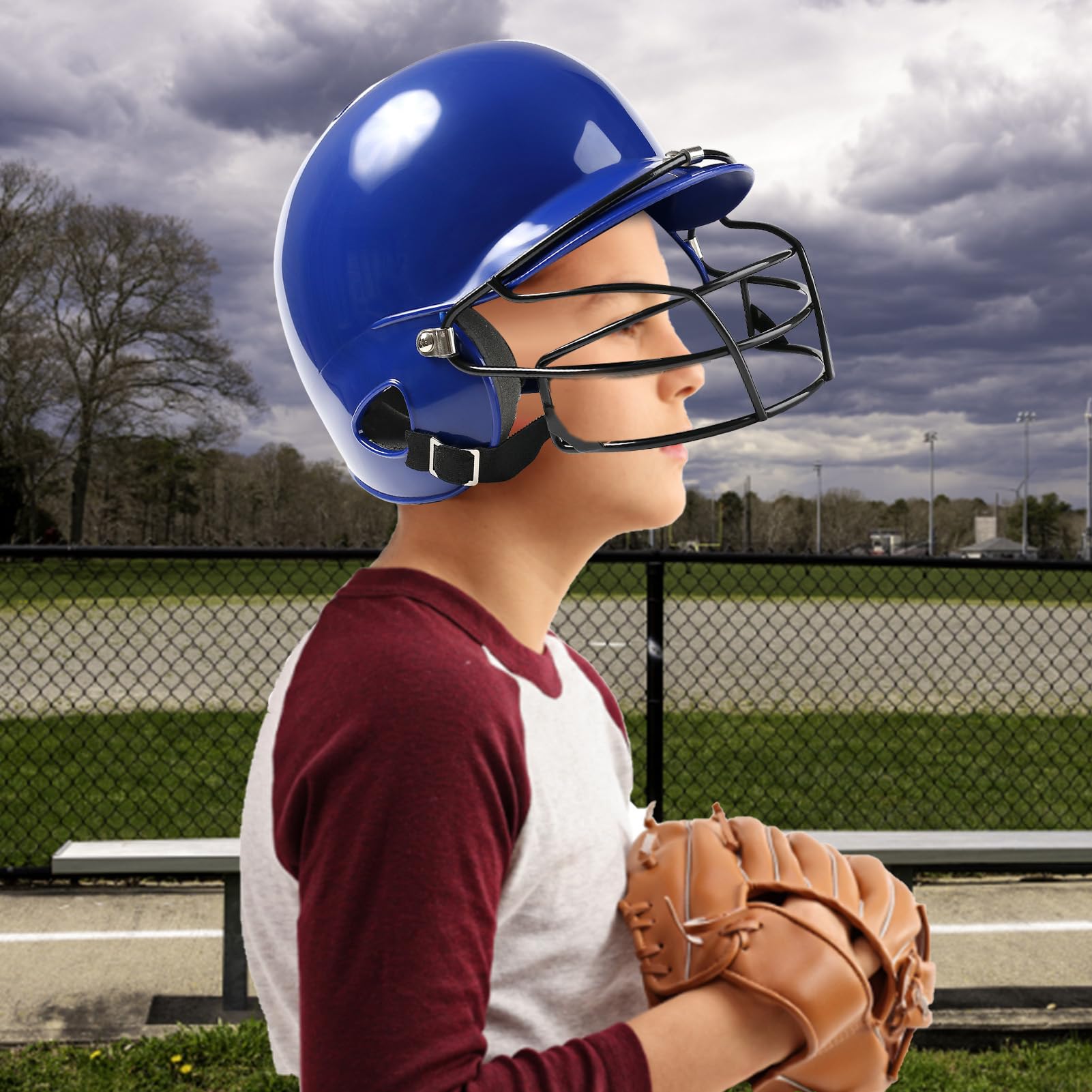 Protezione della testa sportiva - casco con protezione per il viso, copricapo protettivo | Scudo testa a prova di collisione, casco impatto rinforzato per portiere di baseball softball, protezione di