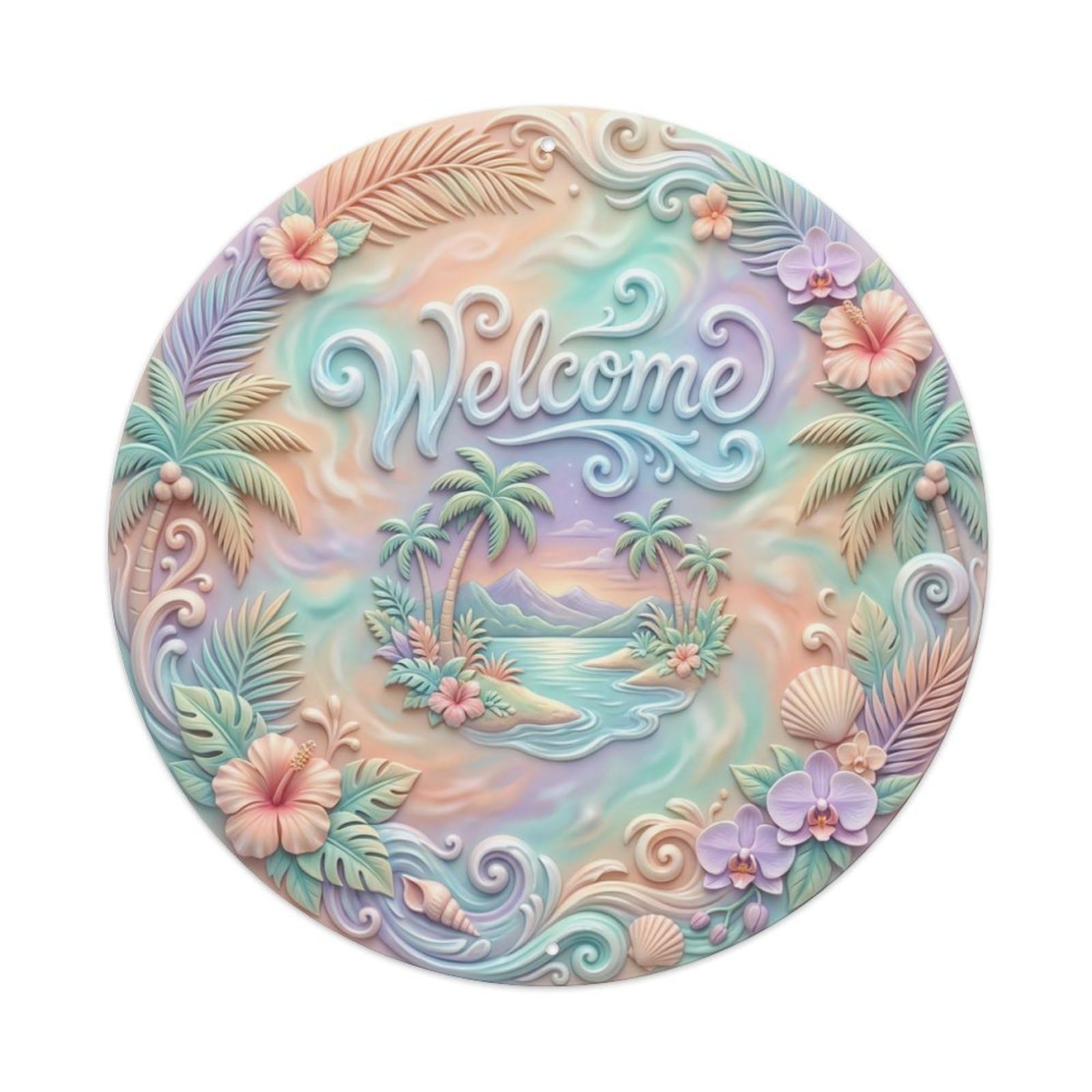 Metal Tin Sign Tropical Dreamscape Welcome Fantasy Isle