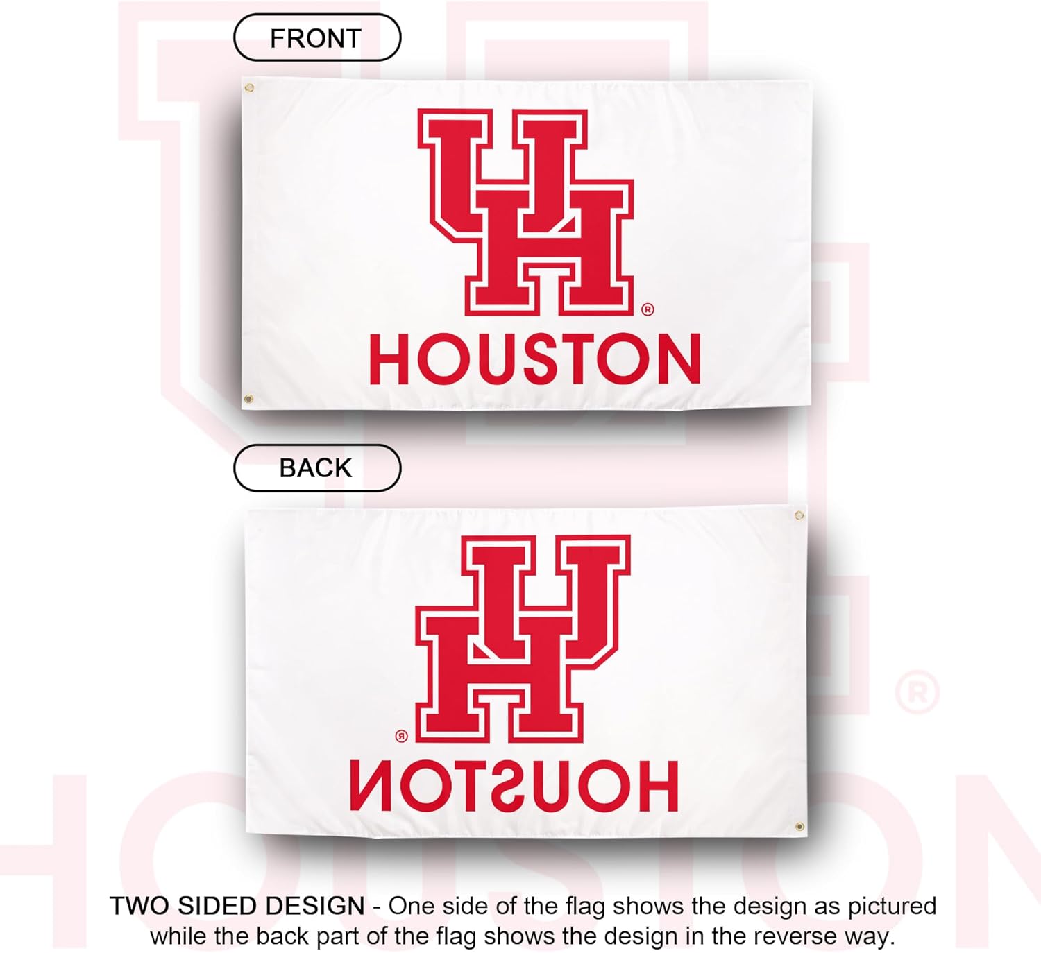 Desert Cactus University of Houston 100% Polyester Indoor Outdoor 3x5 feet Banner Cougars UH (Flag E) - Image 2