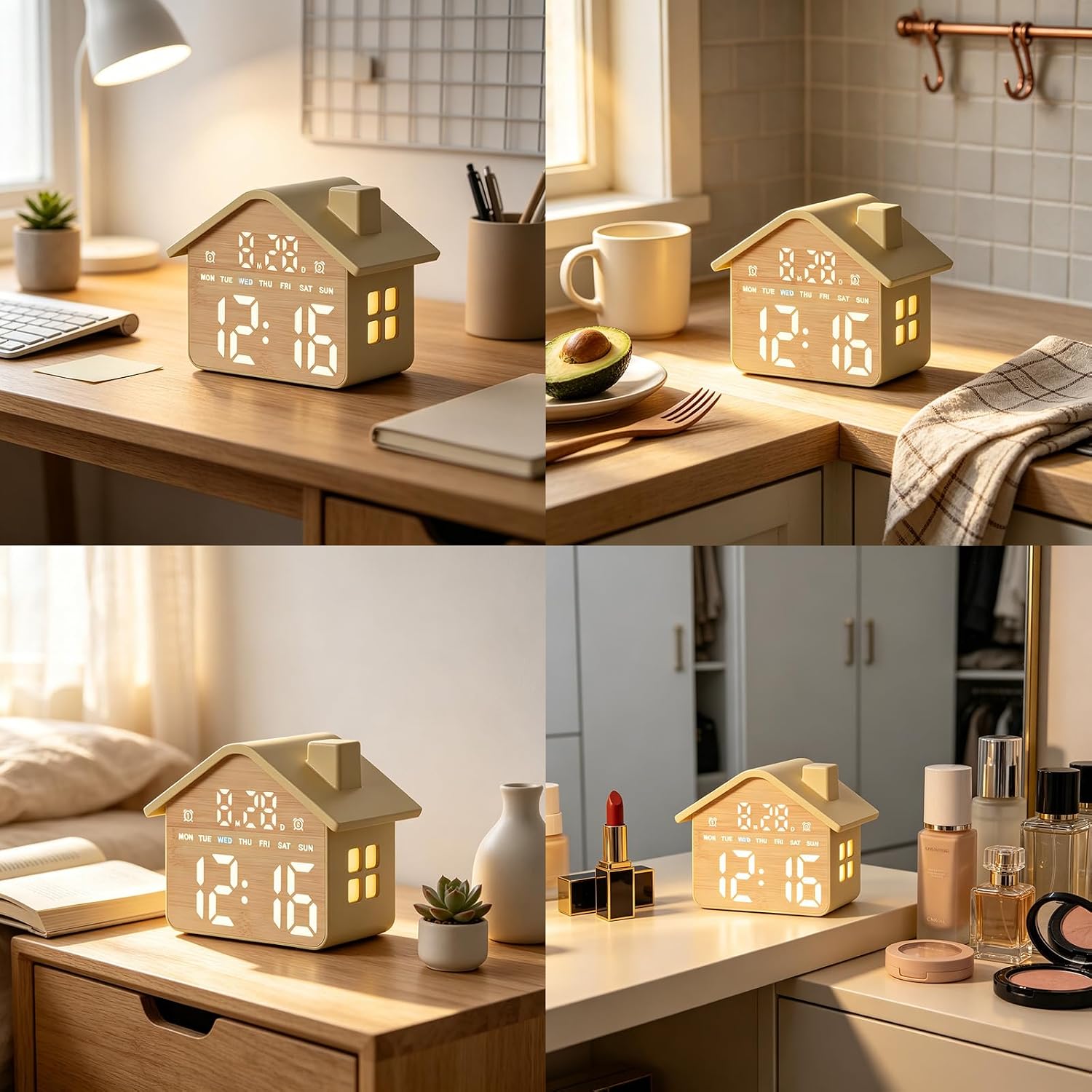 GDQ House-Shaped LED Digital Alarm Clock with Night Light