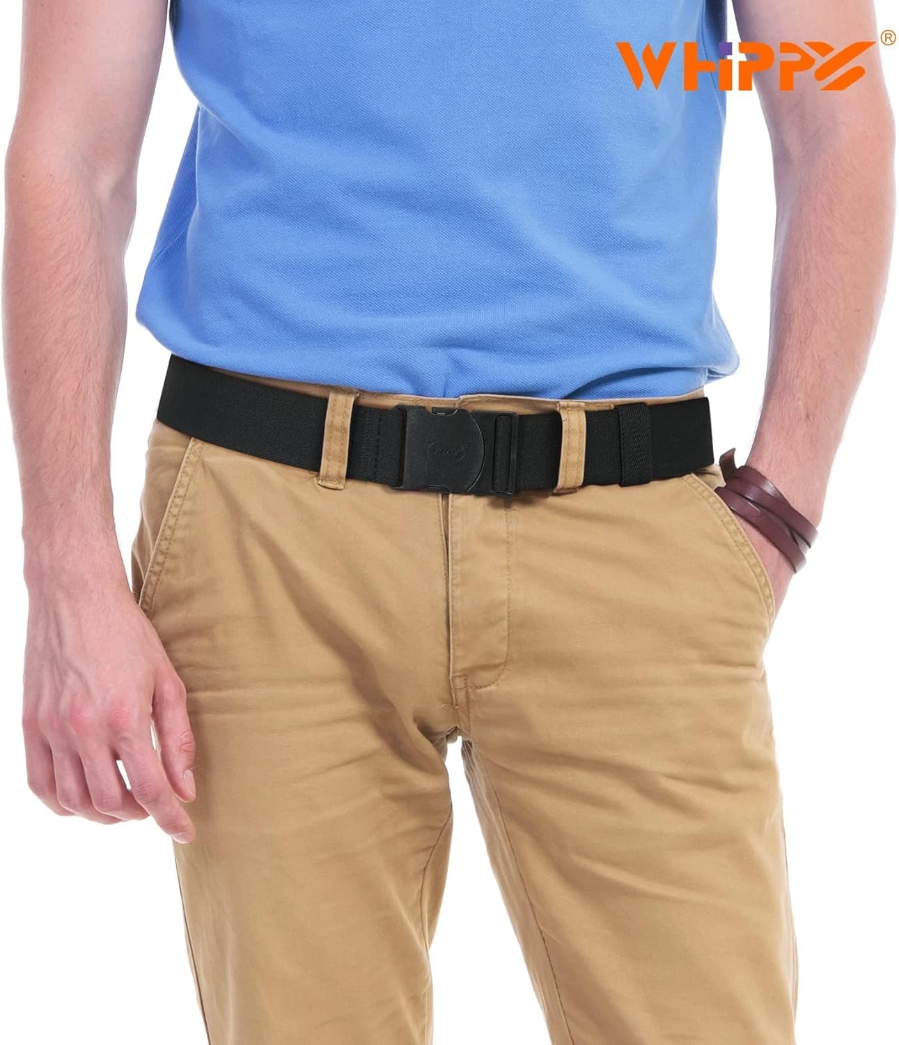 WHIPPY Mens Elastic Stretch Belt Unisex Adventure Web Belt for Women Men with Non-Metal Buckle Adjustable Belts - Image 2