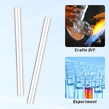 20 Pieces 6 Inches Long Clear Glass Tubes for Art DIY, 12mm OD 8mm ID 2mm Thick Wall Glass Borosilicate Blowing Tubing with 5 Cleaning Brush