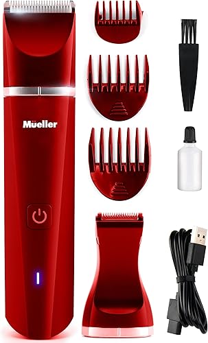Miniatura 2 de Mueller Groinscaper Pro - Cortadora de pelo 5.0, cabezales de cuchilla de cerámica reemplazables SkinSaver, cortadora impermeable para húmedoseco,