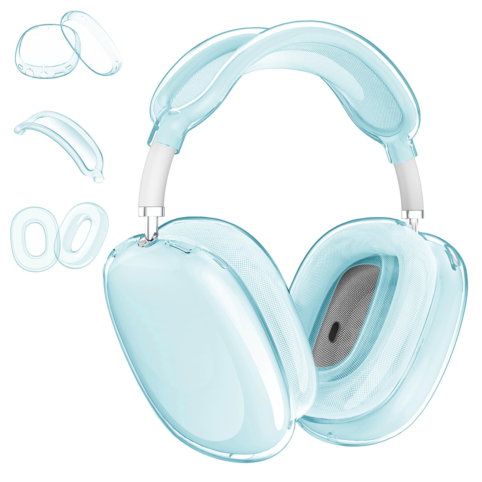 Aircawin for AirPods Max Case Clear,3 in 1 Clear Soft TPU Ear Cups Cover/Ear Pad Protector/Headband Skin for Airpods Max Case Cover,for AirPod Max