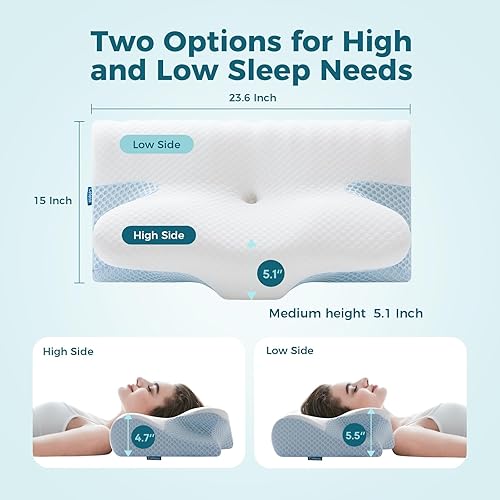 Miniatura 5 de Almohada cervical para cuello y hombro, almohada ergonómica de espuma viscoelástica de contorno, almohada de apoyo para personas que duermen boca