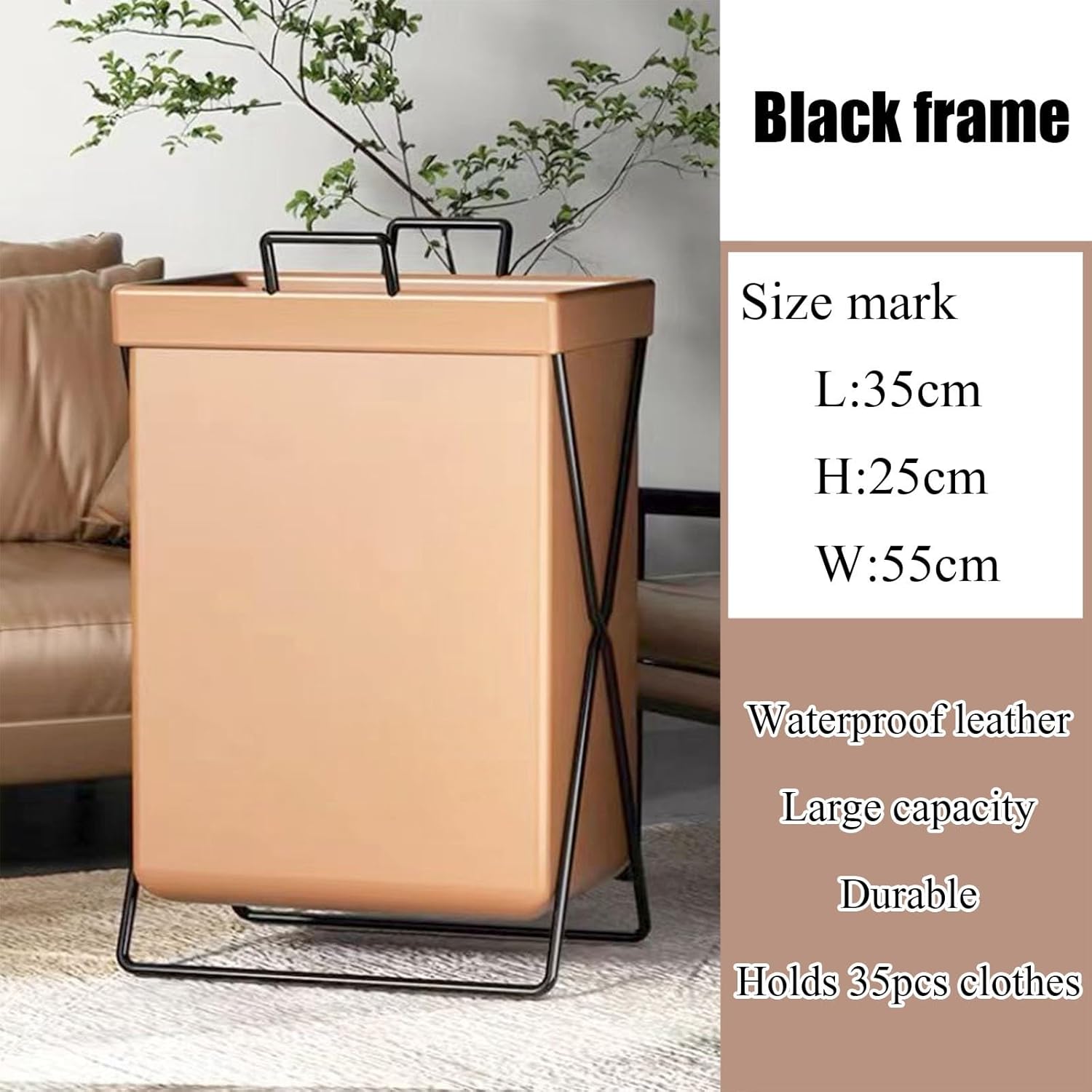 Laundry Hamper, Freestanding Tall Metal Frame Basket for Dirty Clothes, Waterproof Design with Handles, Ideal for Bedroom, Bathroom, Dorm, and Toy Storage