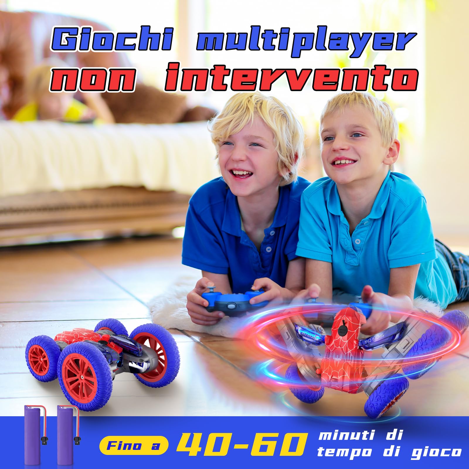 CYLION Macchina Telecomandata per Bambini, 2.4GHz 4WD Macchina Telecomandata Flip Doppio Laterale a 360° Radiocomandata per 3-12 Bambini