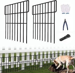 25 Panels Animal Barrier Fence, 27ft(L) x 17in(H) No Dig Fences for Dogs, Rabbits Dog Digging Fences Barrier, Rustproof Metal Defense Fence for Outdoor Yard, with Cable Ties and Cutting Plier