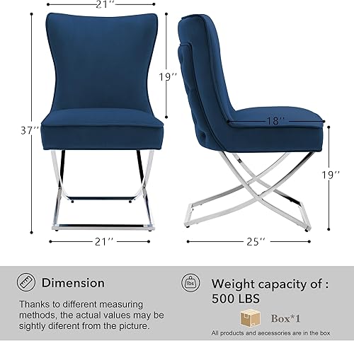 Miniatura 99 de LOULENS Elegance - Juego de 6 sillas de comedor de terciopelo, lujosas sillas de comedor tapizadas copetudas, sillas decorativas de terciopelo real