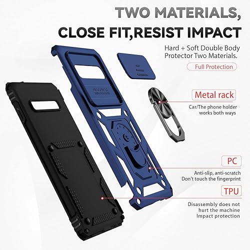 Miniatura 8 de Funda para Samsung Galaxy S10 Plus con cubierta para lente de cámara, protector de pantalla HD, soporte de anillo magnético probado contra caídas de