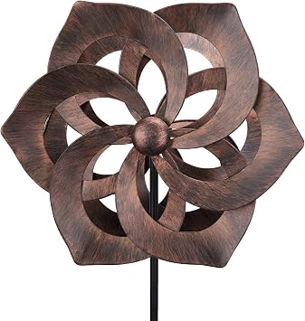 Metal Wind Spinner Outdoor, Dual Rotation Windmill Kinetic Garden Sculpture