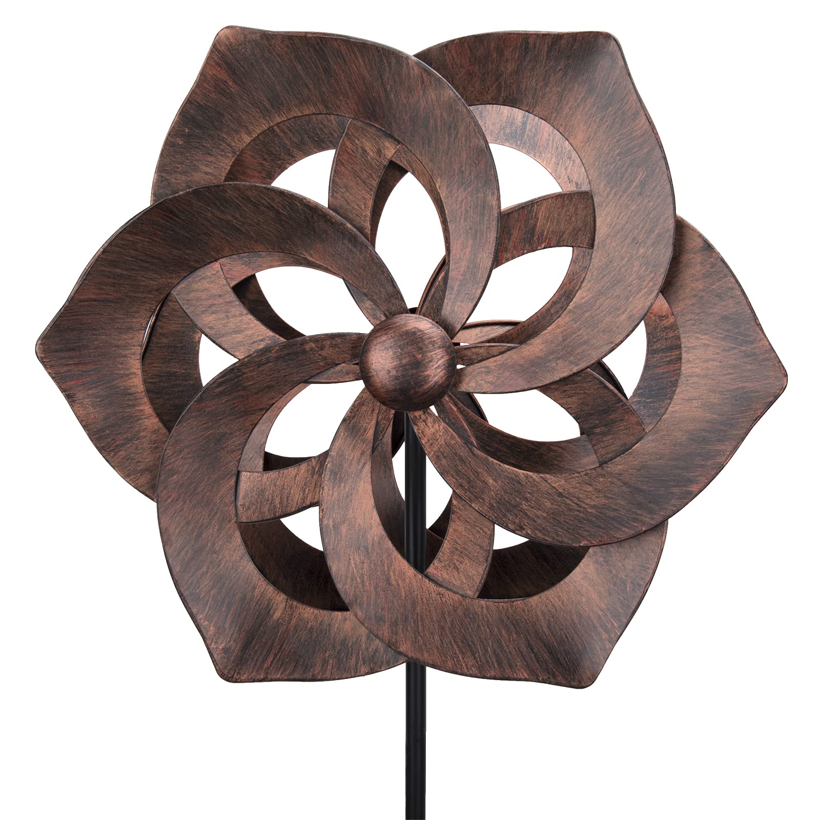 (SET x2) Garden Wind Spinner - Outdoor Metal Windmills, 4.4 Ft Retro Brown Wind Spinners Lawn Ornaments Wind Spinner for Yard, Lawn and Garden