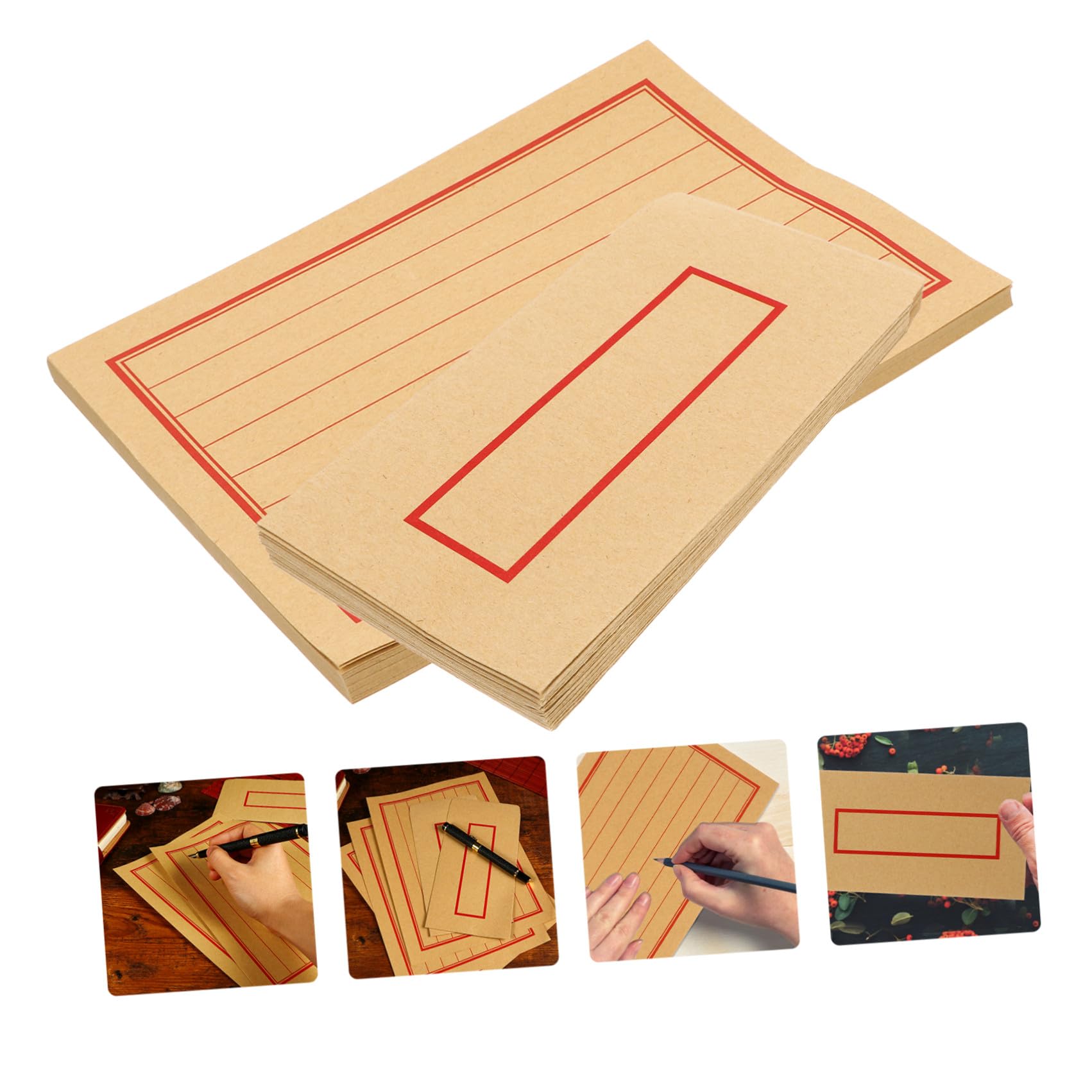 OSALADI 2 Sätze Klassischem Chinesischem Briefpapier und Umschlägen Notizpapier mit Gitterdesign und Passenden Briefumschlägen für Dankesbriefe Gedichte und Kalligraphie