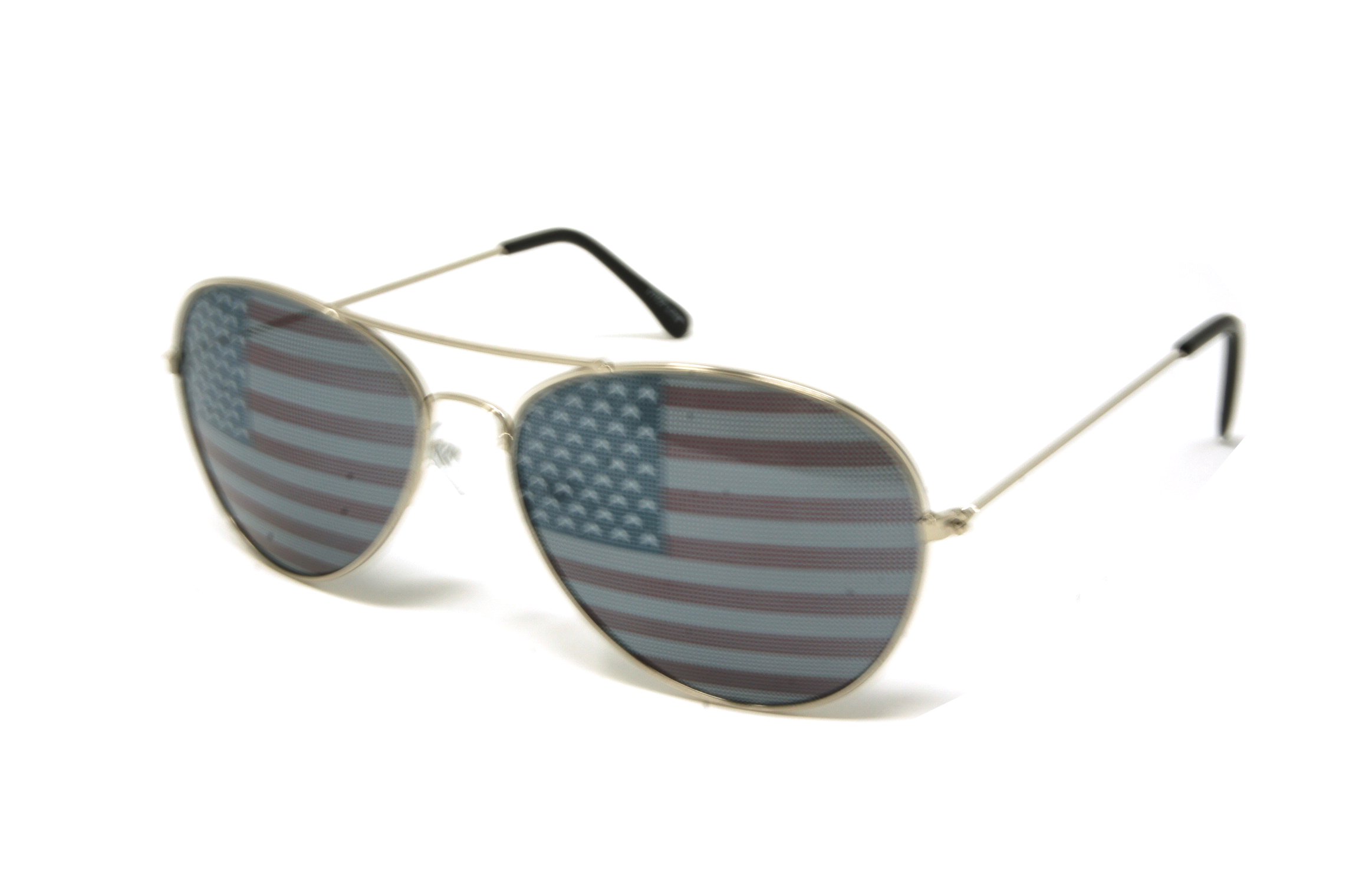 ColorViper American Flag Aviator Sunglasses w/clear case (silver, one color)