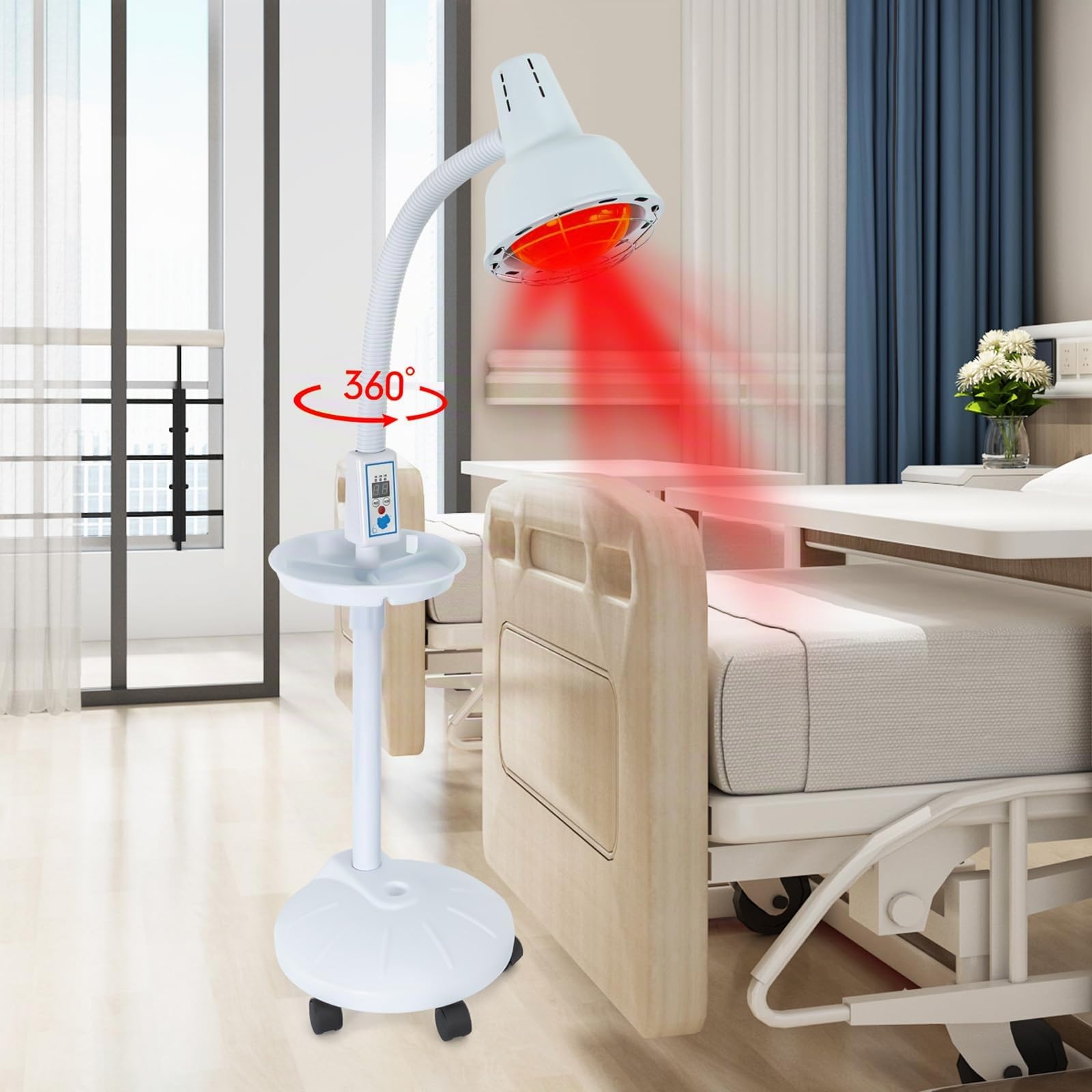 MINRS Infrarotlampe 275W Rotlichtlampe Wärmelampe Temperatur Einstellbar Rotlicht Lampe Therapie mit Zeitmessgerät Infrarotlicht für Linderung von Schmerzen in Körperteilen, Wundheilung